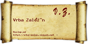 Vrba Zalán névjegykártya