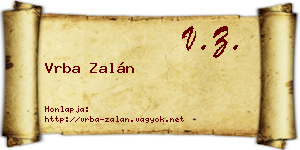 Vrba Zalán névjegykártya